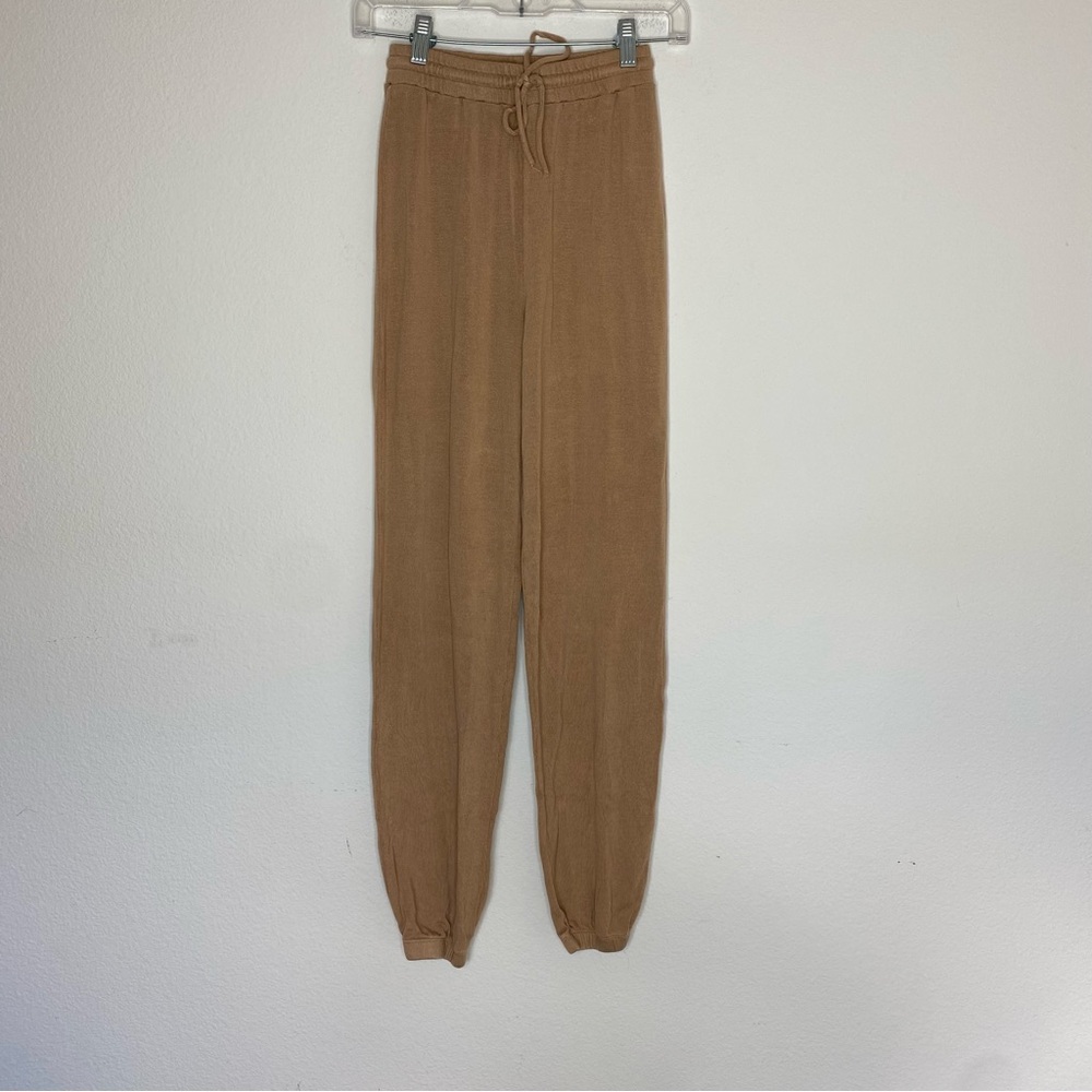 Reformation Taylor Sweater Knit Jogger Drawstring Tan Lounge Pants - Picture 3 of 8